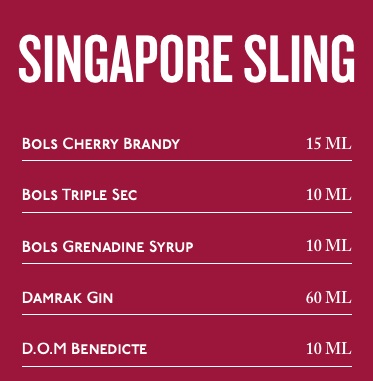 Công thức Cocktail Singapore Sling có nguồn gốc từ khách sạn Raffle Hotel